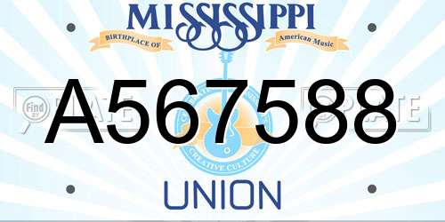 A567588 Mississippi License Plate