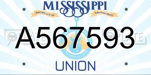 A567593 Mississippi License Plate