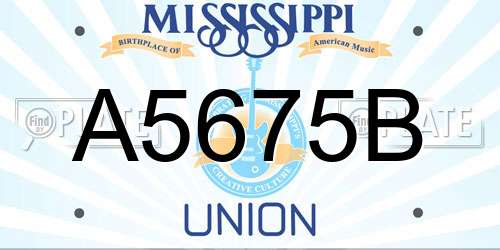 A5675B Mississippi License Plate