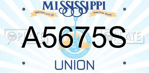 A5675S Mississippi License Plate