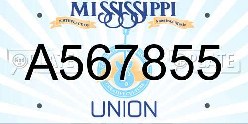 A567855 Mississippi License Plate