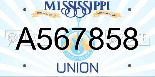 A567858 Mississippi License Plate