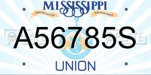 A56785S Mississippi License Plate