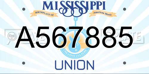 A567885 Mississippi License Plate