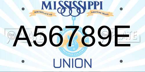 A56789E Mississippi License Plate