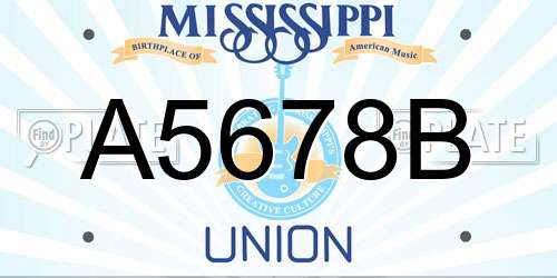 A5678B Mississippi License Plate