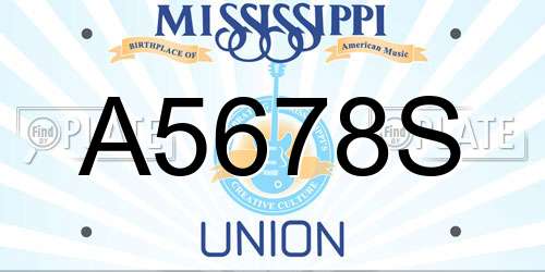 A5678S Mississippi License Plate