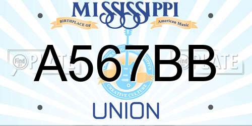 A567BB Mississippi License Plate