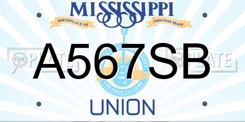 A567SB Mississippi License Plate