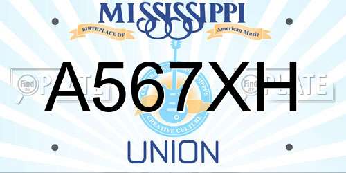 A567XH Mississippi License Plate