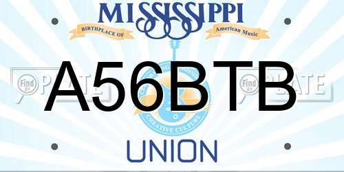 A56BTB Mississippi License Plate