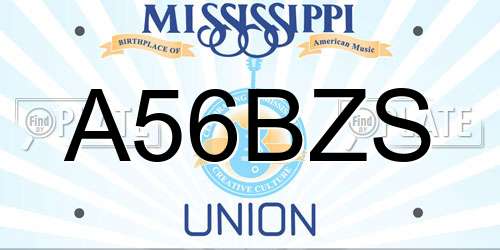 A56BZS Mississippi License Plate