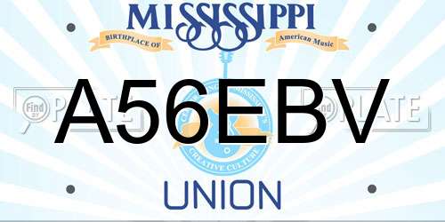 A56EBV Mississippi License Plate