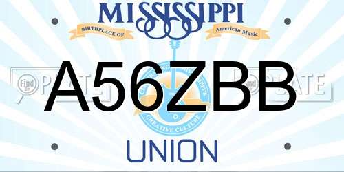 A56ZBB Mississippi License Plate