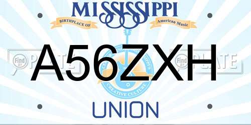 A56ZXH Mississippi License Plate