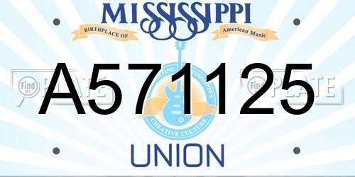 A571125 Mississippi License Plate