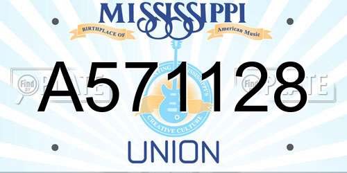 A571128 Mississippi License Plate