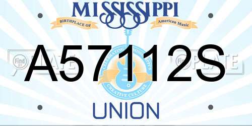 A57112S Mississippi License Plate