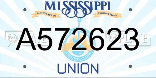 A572623 Mississippi License Plate
