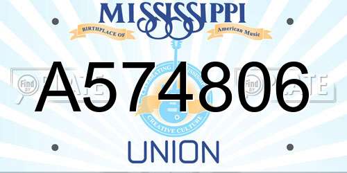 A574806 Mississippi License Plate