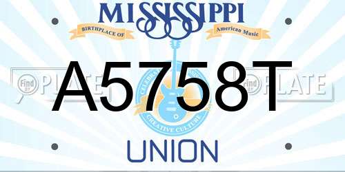 A5758T Mississippi License Plate