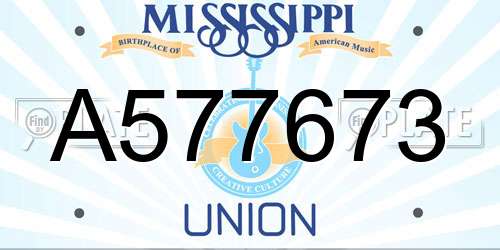 A577673 Mississippi License Plate