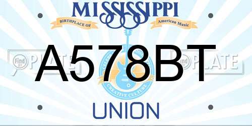 A578BT Mississippi License Plate