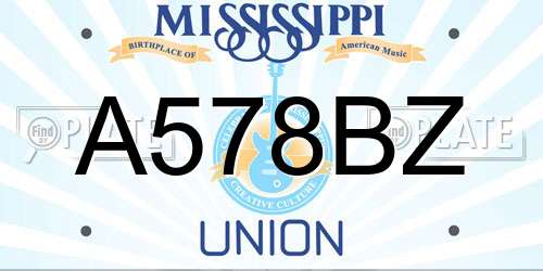 A578BZ Mississippi License Plate
