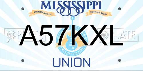 A57KXL Mississippi License Plate