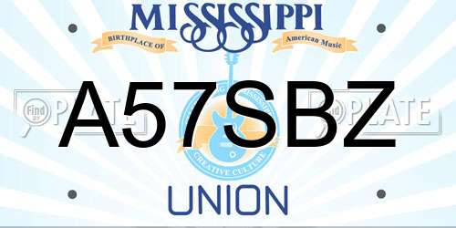 A57SBZ Mississippi License Plate