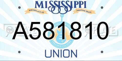 A581810 Mississippi License Plate