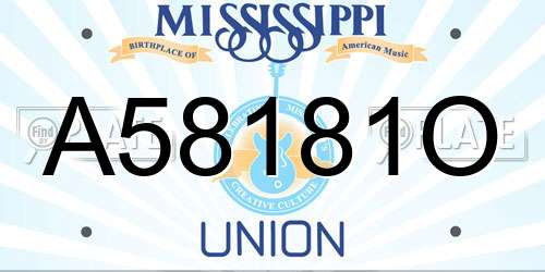 A58181O Mississippi License Plate