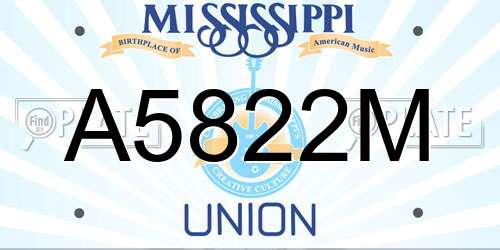 A5822M Mississippi License Plate