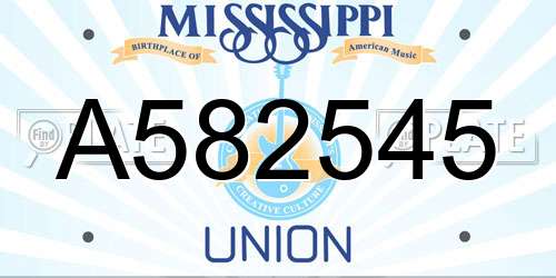 A582545 Mississippi License Plate