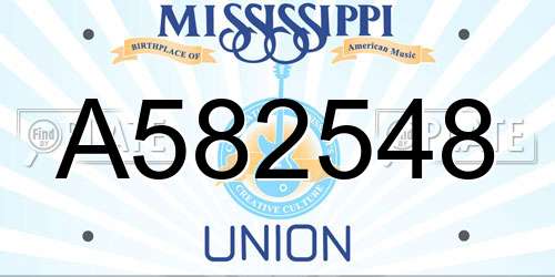 A582548 Mississippi License Plate