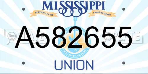 A582655 Mississippi License Plate