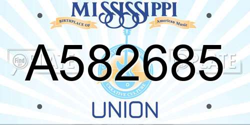 A582685 Mississippi License Plate