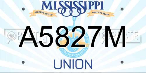 A5827M Mississippi License Plate