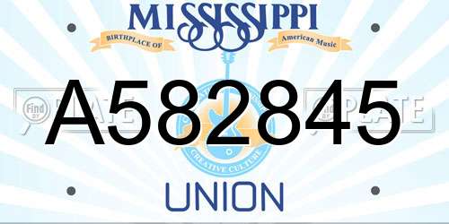A582845 Mississippi License Plate