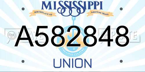 A582848 Mississippi License Plate