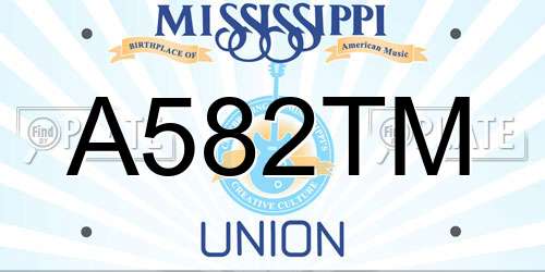A582TM Mississippi License Plate