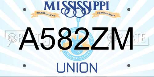 A582ZM Mississippi License Plate