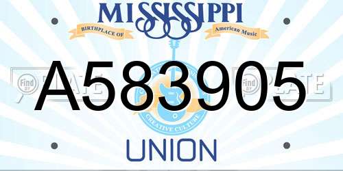 A583905 Mississippi License Plate