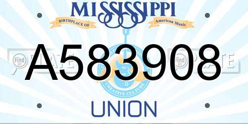 A583908 Mississippi License Plate