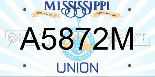 A5872M Mississippi License Plate