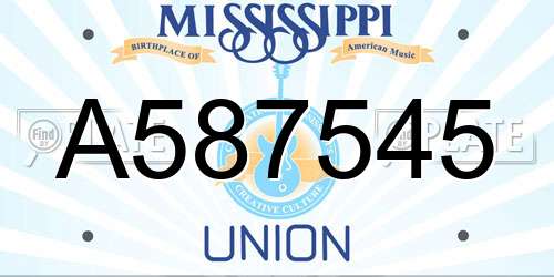 A587545 Mississippi License Plate