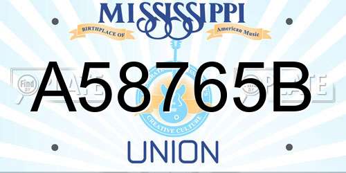A58765B Mississippi License Plate