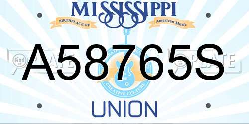 A58765S Mississippi License Plate