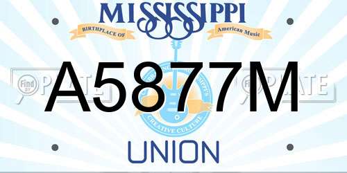 A5877M Mississippi License Plate