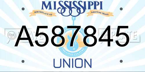A587845 Mississippi License Plate